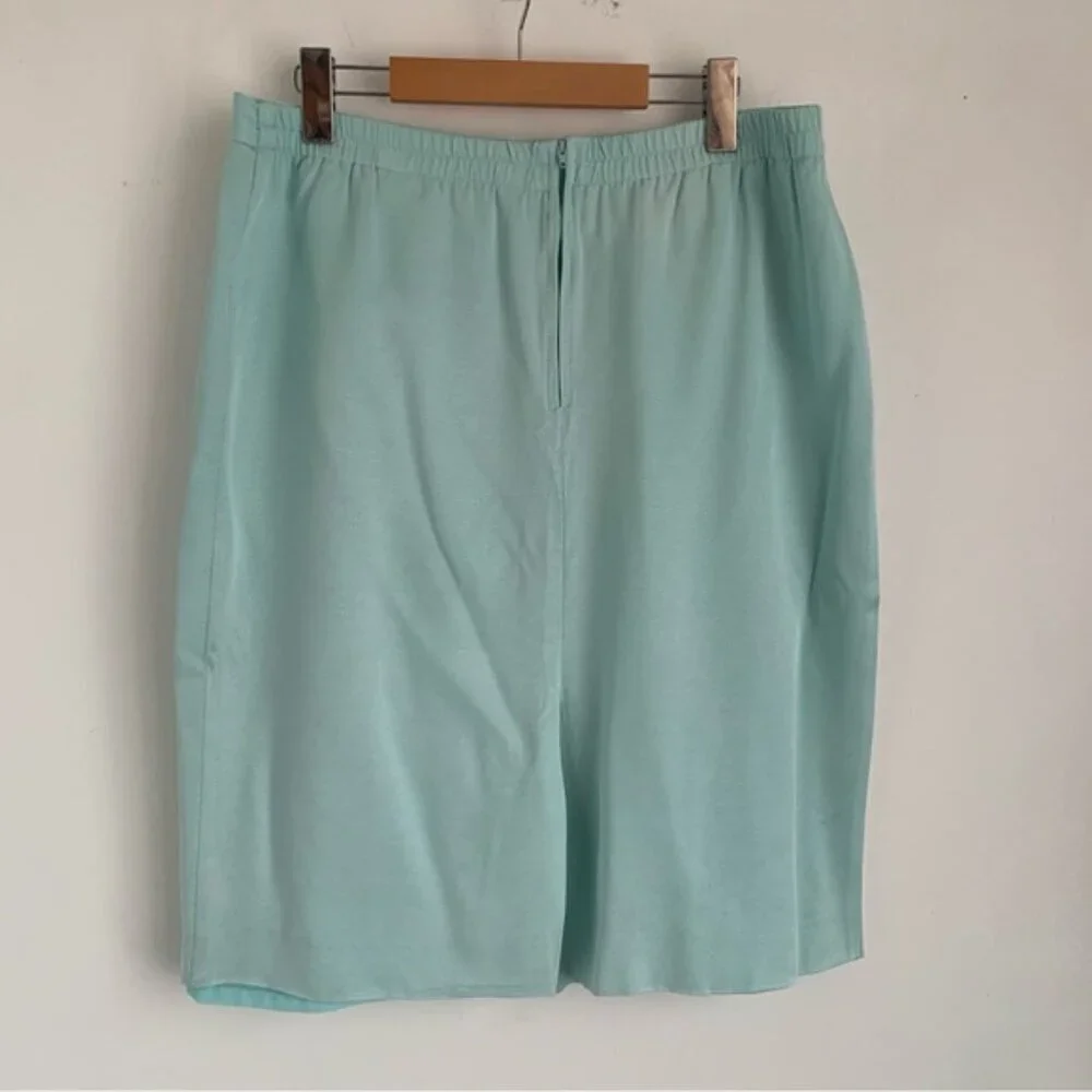 Vintage 80s Pastel Aqua Blue Skirt Suit Set